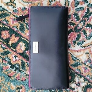 kate spade Black and Hot Pink Leather Snap Closure Bifold Wallet